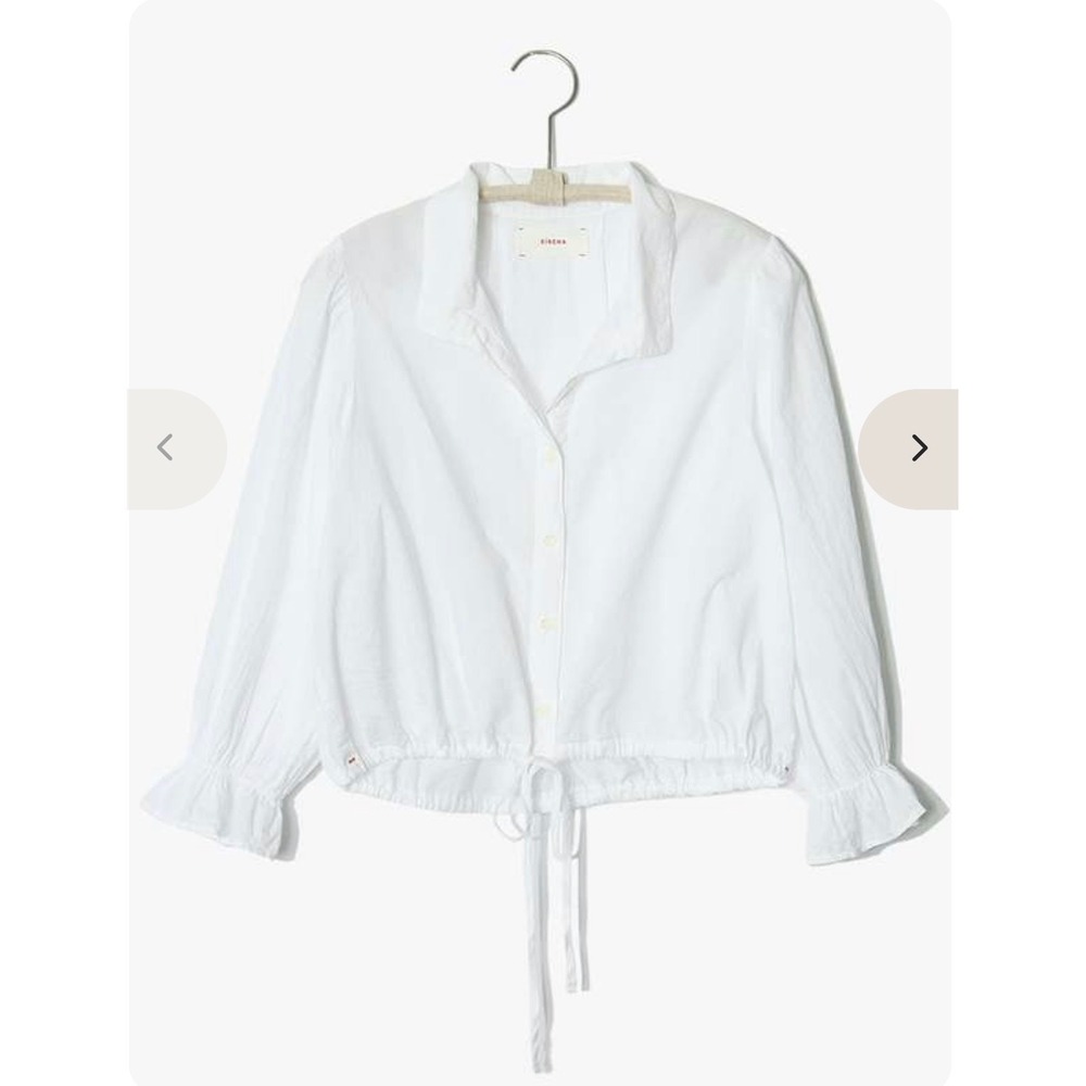 Xirena Womens Elody Top White Cotton Poplin Cropped Collared Button Down Small